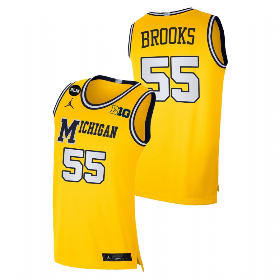 Michigan Wolverines Men's NCAA Eli Brooks #55 Yellow Equality 2021 Limited BLM Social Justice College Basketball Jersey XFT3649PQ